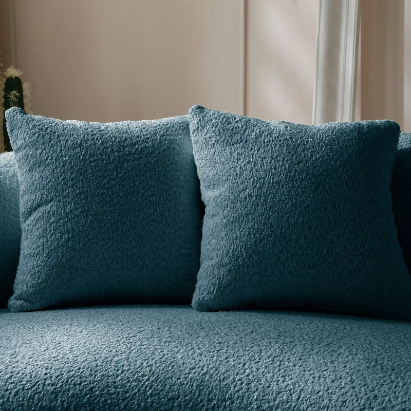 102'' Boucle Sofa Modern Sectional Half Moon Couch Curved Sofa Teddy Fleece Velet Blue - BBTJOINT