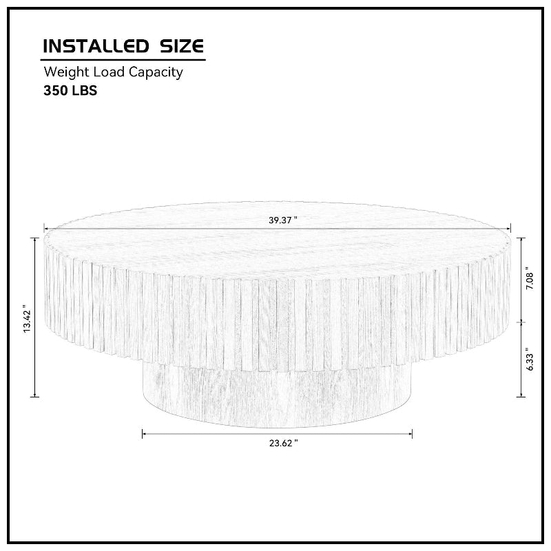 39''Round Coffee Table Modern Coffee Table Unique Coffee Table WALNUT - BBTJOINT