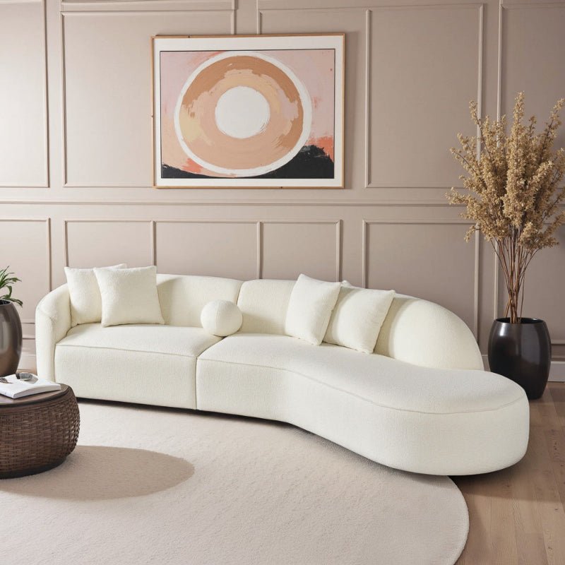 Curvy Sectional Sofa Curved half moon couch Beige Boucle - BBTJOINT