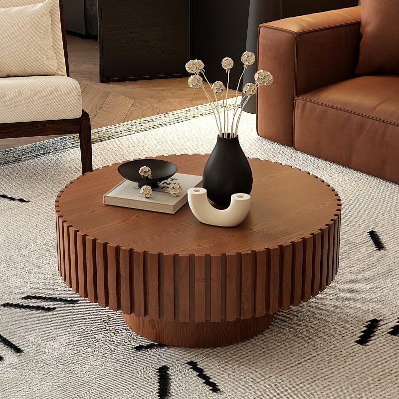 Handcrafted Round shape wood Coffee Table brown - BBTJOINT