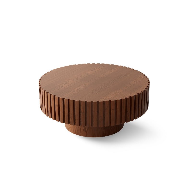 Handcrafted Round shape wood Coffee Table brown - BBTJOINT