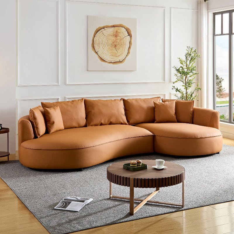Modern Sectional crescent Couch round curved boned leather Sofa - BBTJOINT