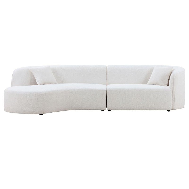 Upholstery Boucle Sectional Curved Sofa chaise Couch white - BBTJOINT
