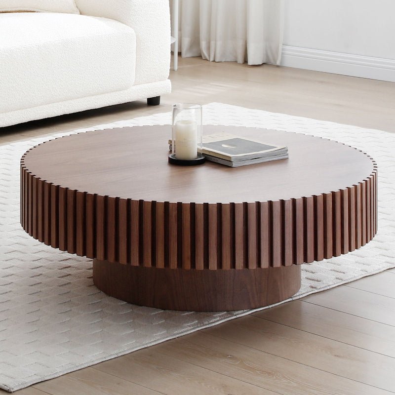 39''Round Coffee Table Modern Coffee Table Unique Coffee Table WALNUT - BBTJOINT