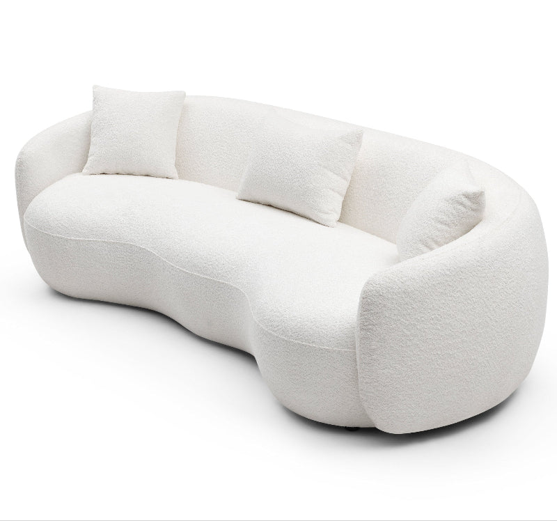 93''Modern Curved Living Room half moon Sofa couch boucle white - BBTJOINT