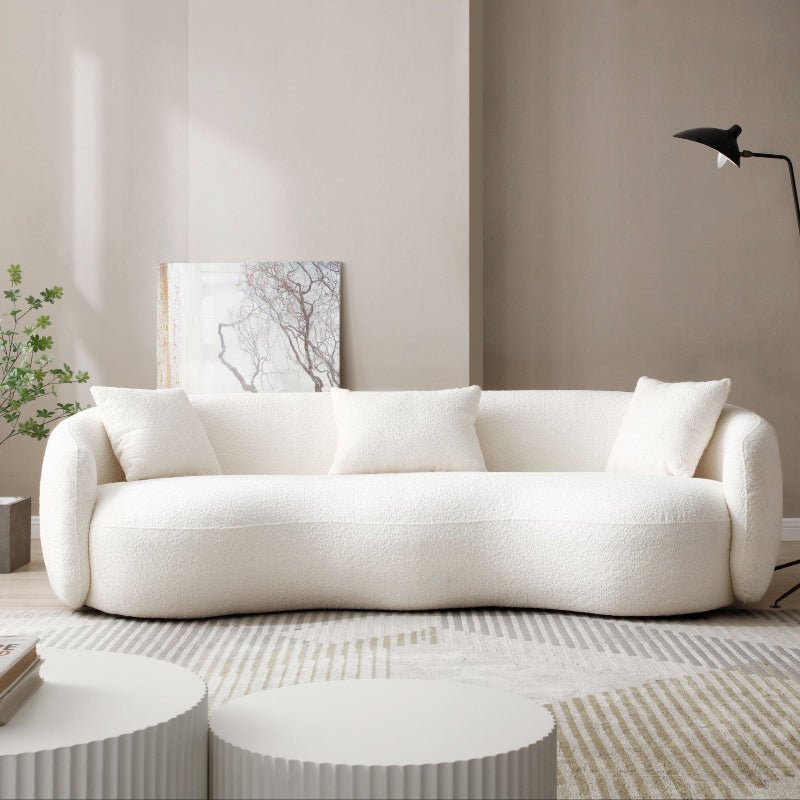93''Modern Curved Living Room half moon Sofa couch boucle white - BBTJOINT