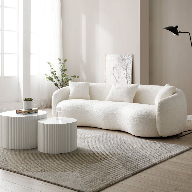93''Modern Curved Living Room half moon Sofa couch boucle white - BBTJOINT