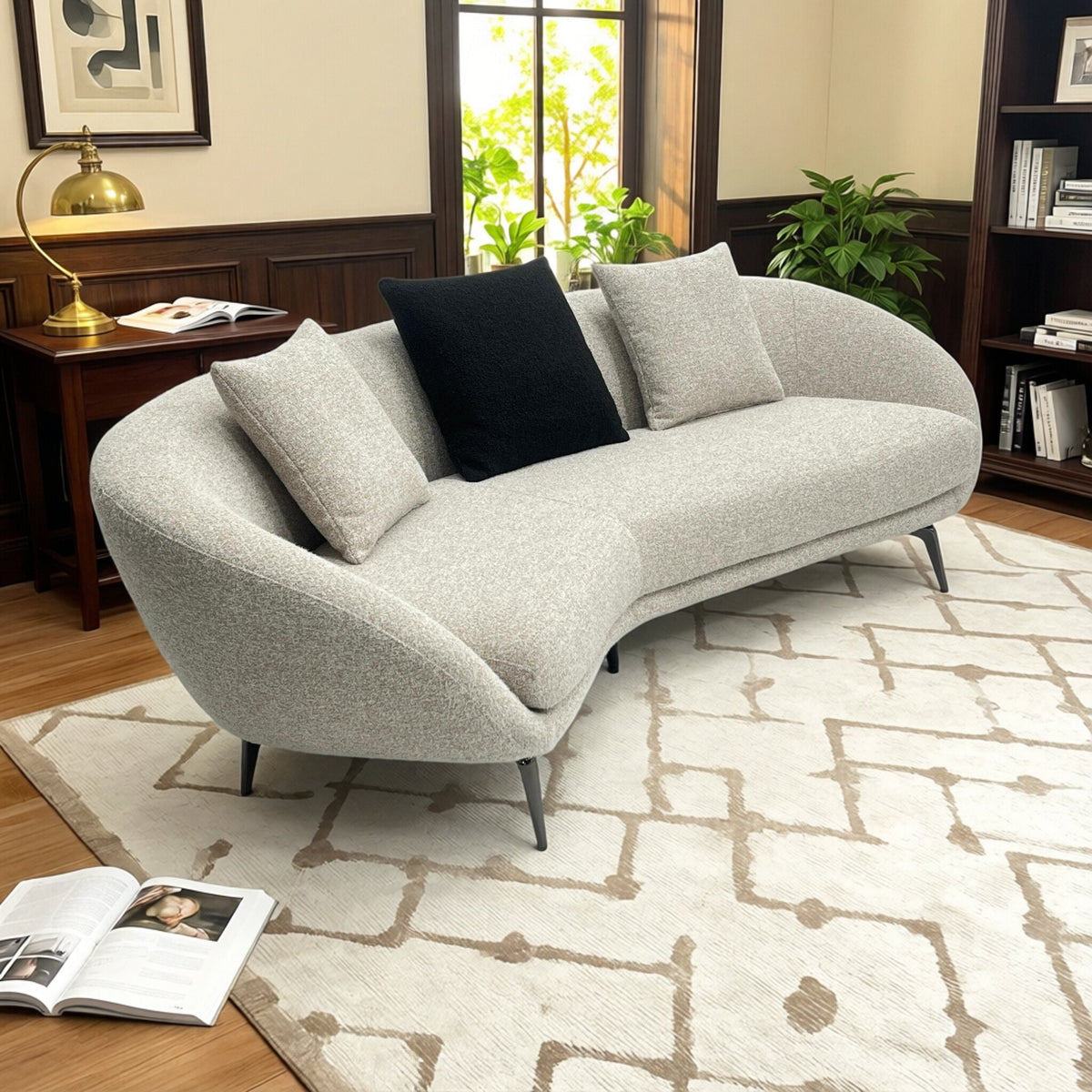 Curved sofa set for mid century living room