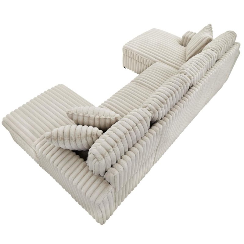 Convertible U shape sleeper sectional couch with pull out bed khaki - BBTJOINT