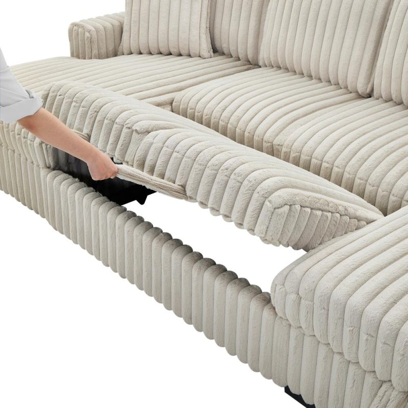 Convertible U shape sleeper sectional couch with pull out bed khaki - BBTJOINT