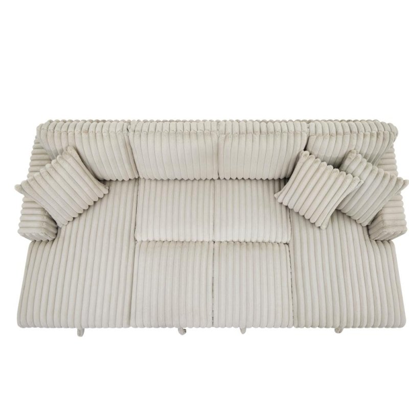 Convertible U shape sleeper sectional couch with pull out bed khaki - BBTJOINT