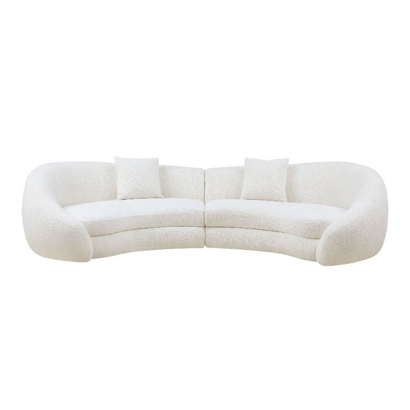 Cozy Modern Curved Sectional Sofa - Anti - scratch Beige Boucle Fabric - BBTJOINT