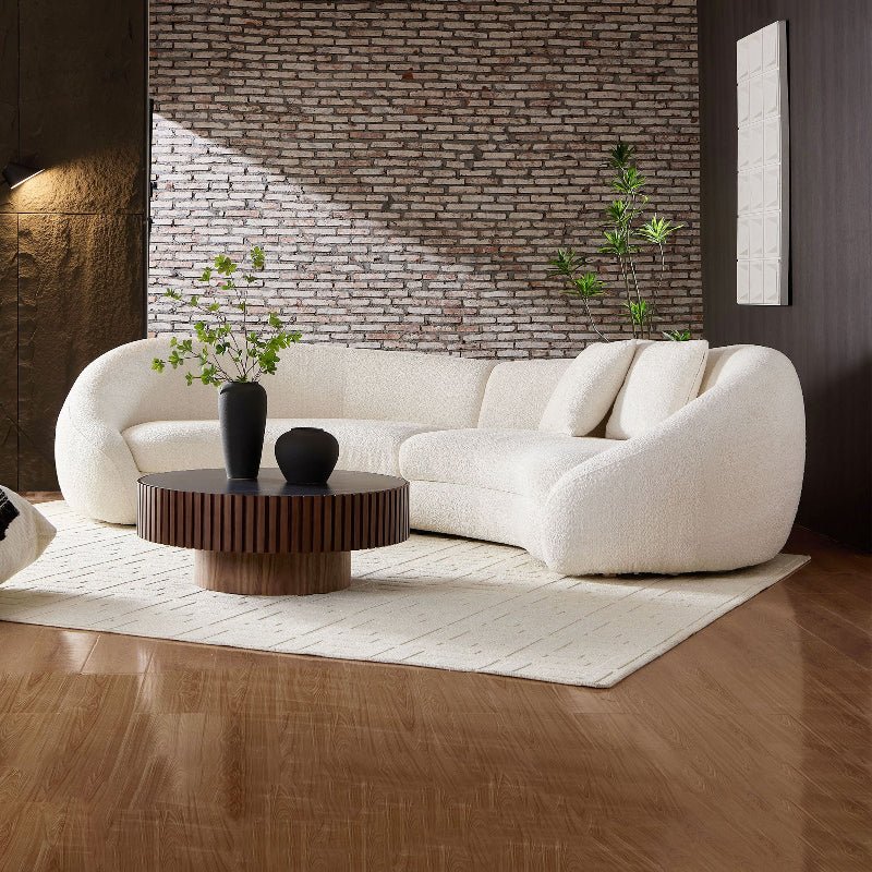 Crescent sectional Curved Sofa pet - friendly cloth Couch off - white - BBTJOINT