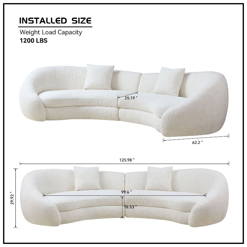 Crescent sectional Curved Sofa pet - friendly cloth Couch off - white - BBTJOINT