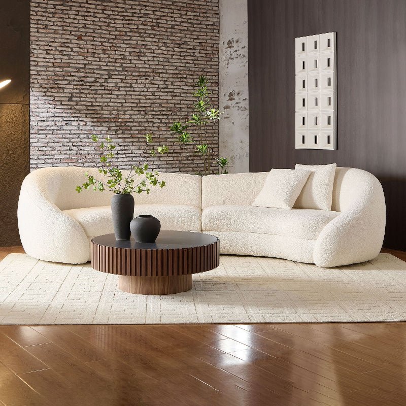 Crescent sectional Curved Sofa pet - friendly cloth Couch off - white - BBTJOINT