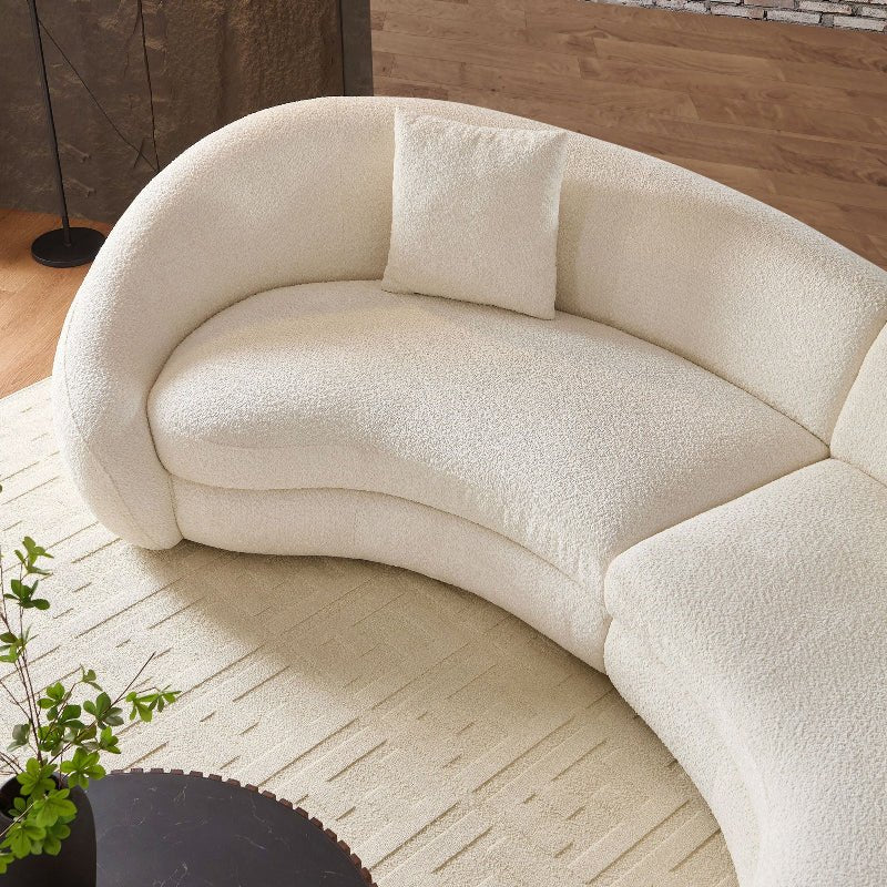 Crescent sectional Curved Sofa pet - friendly cloth Couch off - white - BBTJOINT