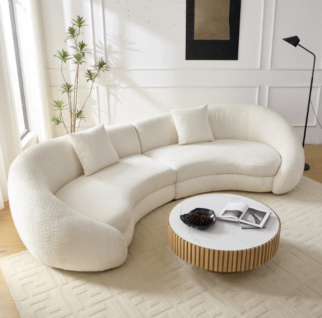 Crescent sectional Curved Sofa pet - friendly cloth Couch off - white - BBTJOINT
