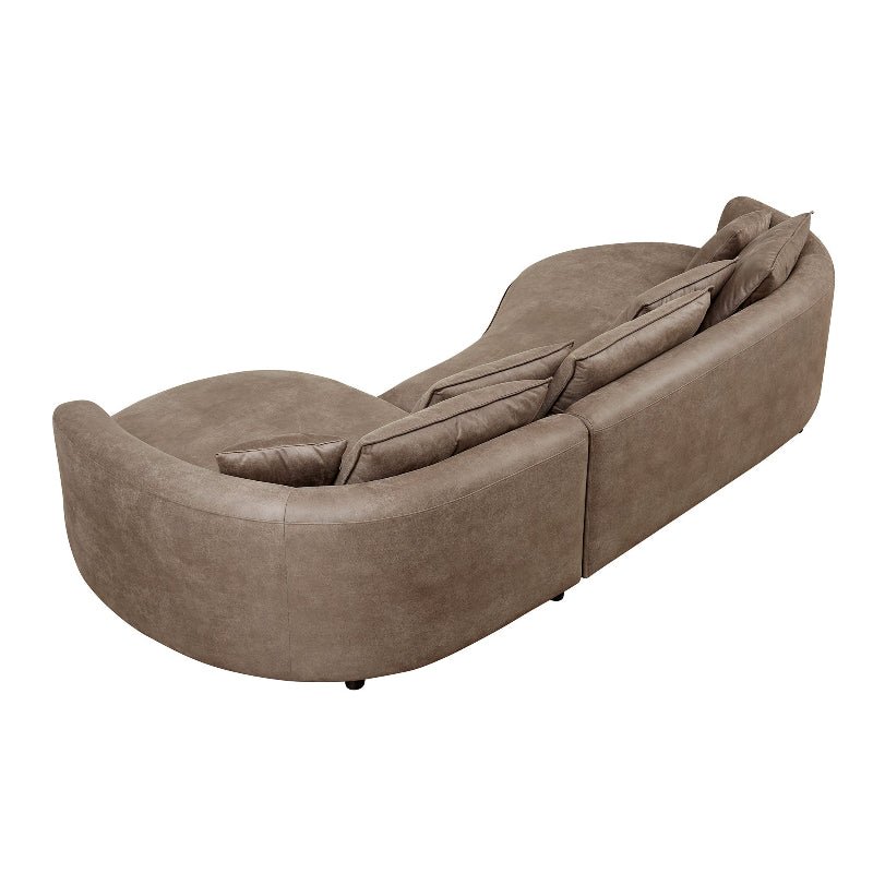 curved L - shape sectional sofa featuring premium brown boucle fabric. - BBTJOINT