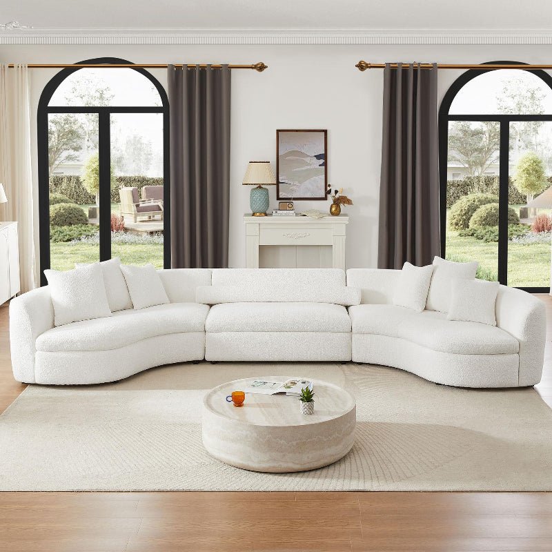 curved sofa U - shape couch with symmetric chaise white boucle fabric - BBTJOINT