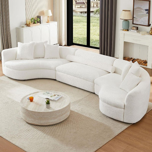curved sofa U - shape couch with symmetric chaise white boucle fabric - BBTJOINT