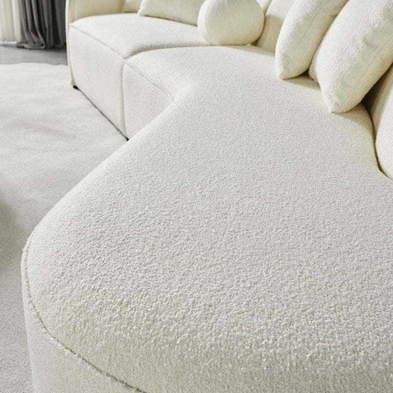 Curvy Sectional Sofa Curved half moon couch Beige Boucle - BBTJOINT