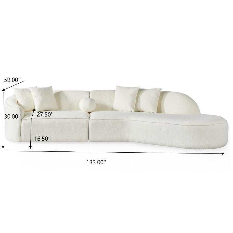 Curvy Sectional Sofa Curved half moon couch Beige Boucle - BBTJOINT