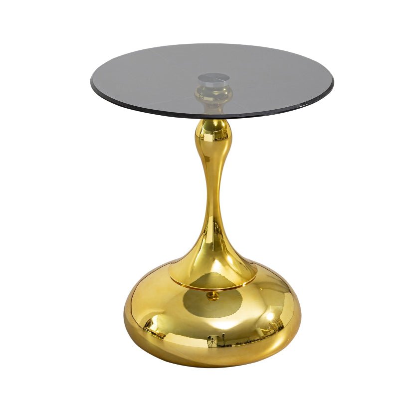 Elegant Gold Small Round Side end Table with Tempered Glass Top for Living Room - BBTJOINT