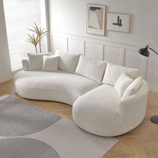 exquisite Curved sectional sofa L shape couch off - white boucle fabric - BBTJOINT