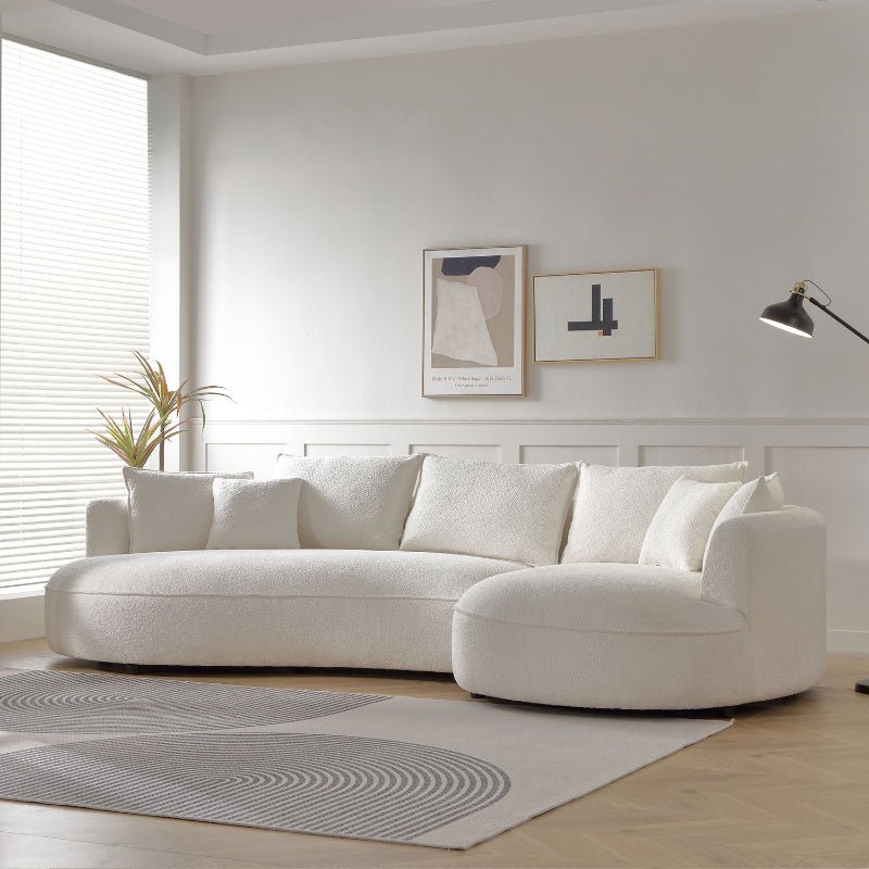 exquisite Curved sectional sofa L shape couch off - white boucle fabric - BBTJOINT