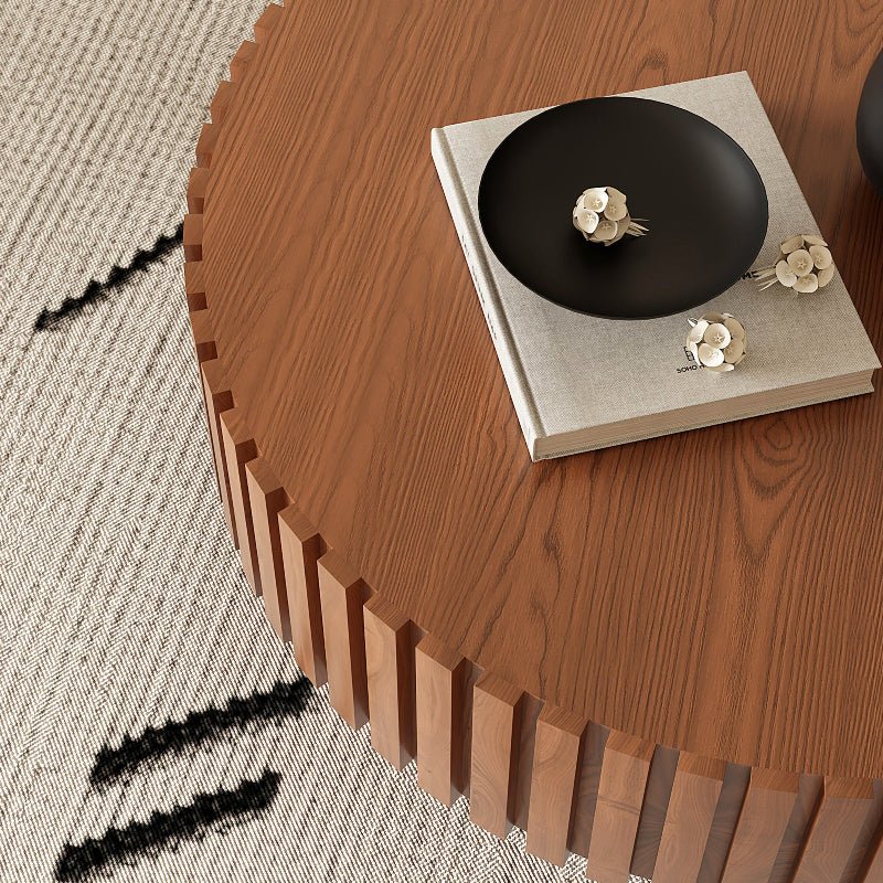 Handcrafted Round shape wood Coffee Table brown - BBTJOINT
