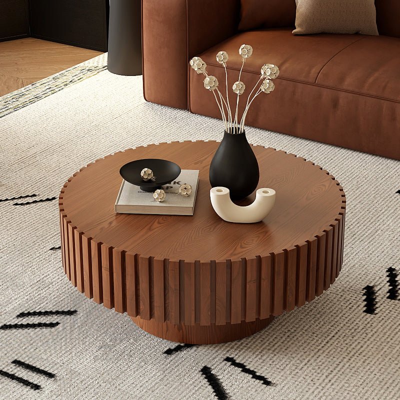 Handcrafted Round shape wood Coffee Table brown - BBTJOINT