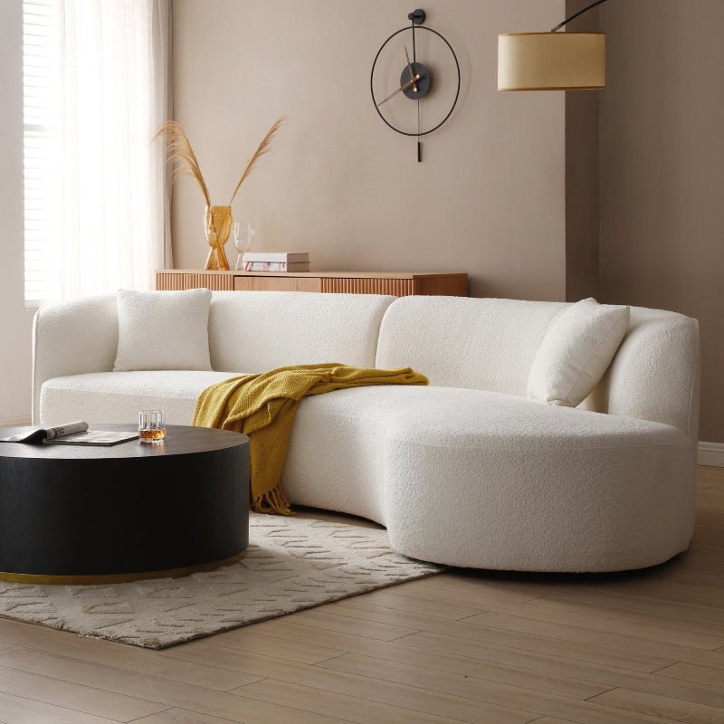 Luxury Modern boucle Upholstery Sectional Curved Sofa white - BBTJOINT