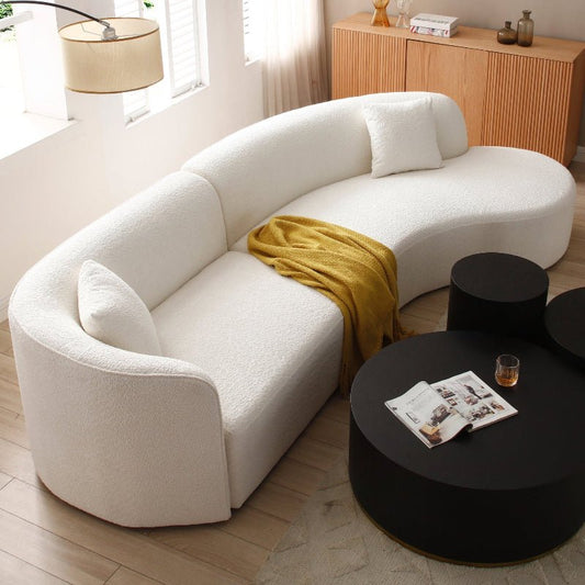 Luxury Modern boucle Upholstery Sectional Curved Sofa white - BBTJOINT