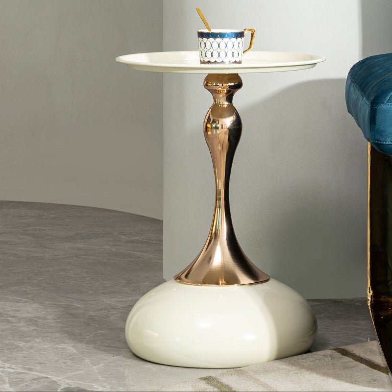 Luxury Round Side End Table rose two - tone Rose gold & Cream - BBTJOINT