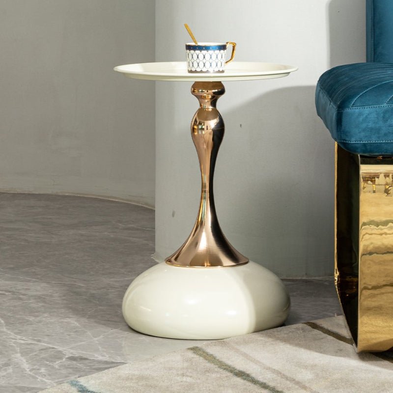 Luxury Round Side End Table rose two - tone Rose gold & Cream - BBTJOINT