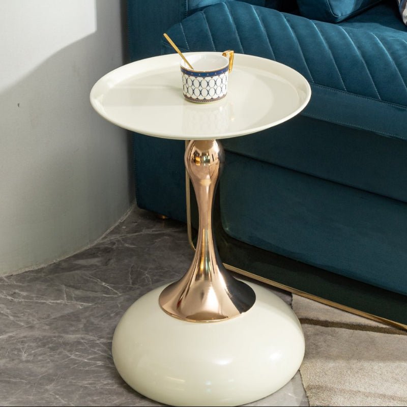 Luxury Round Side End Table rose two - tone Rose gold & Cream - BBTJOINT