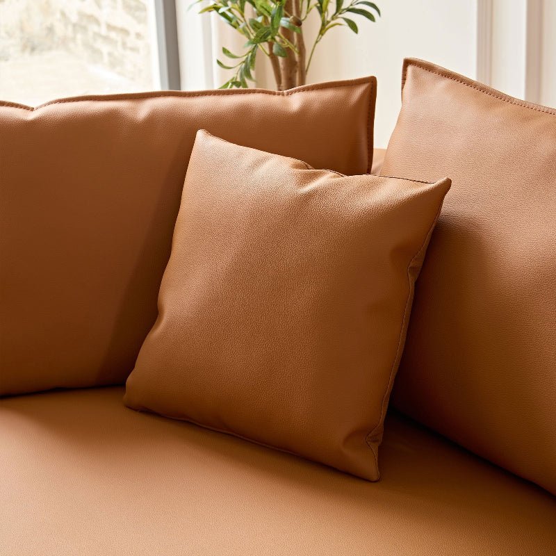 Modern Curved sectional leather sofa L shape couch orange - BBTJOINT