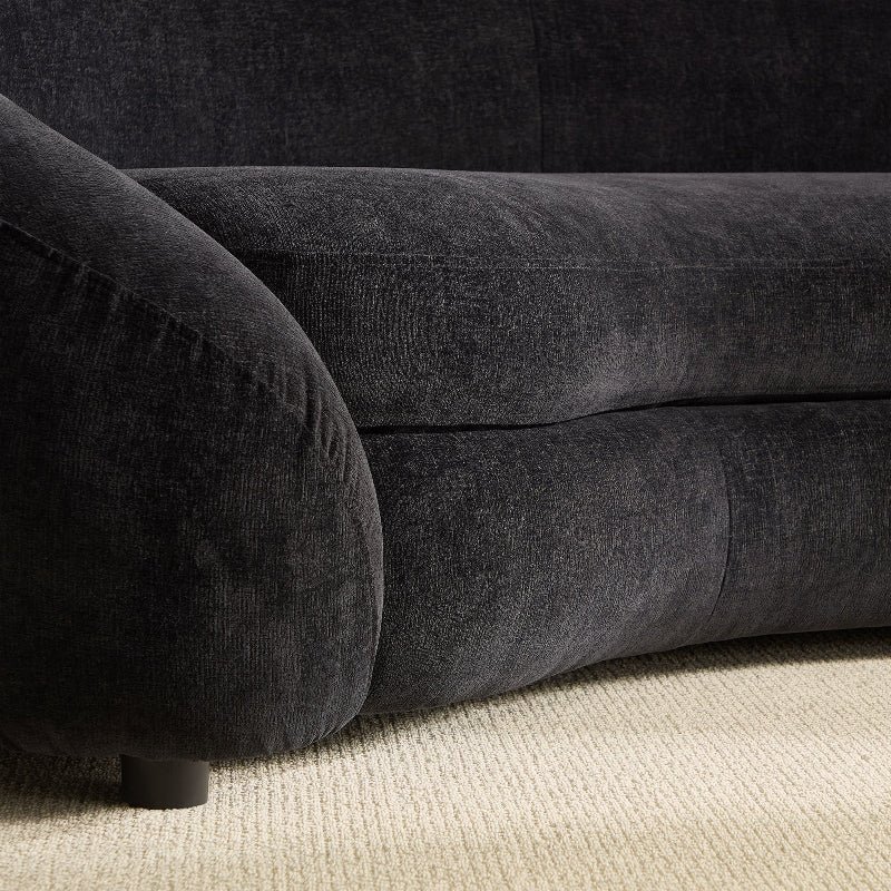 Modern Curved sectional Sofa pet - friendly anti - scratch boucle fabric couch black - BBTJOINT