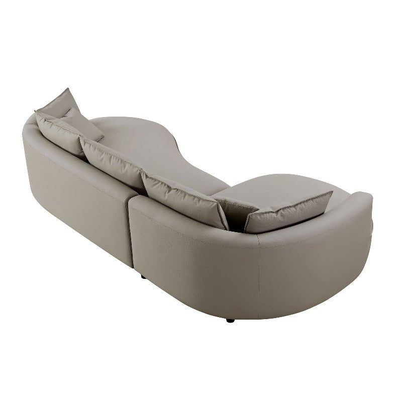 Modern L - shaped sectional curved faux leather sofa grey - BBTJOINT