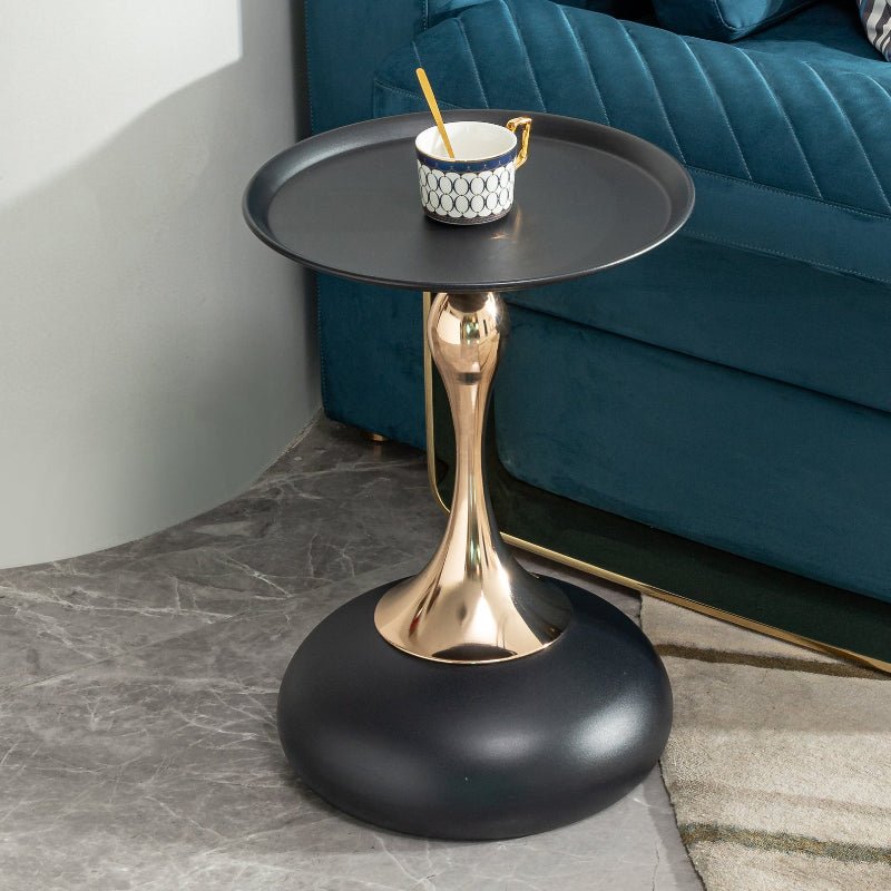 Modern luxurious Black Round Side end Table with Carbon Steel - BBTJOINT