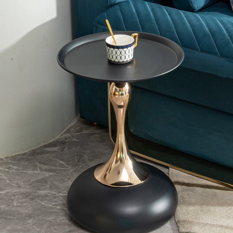 Modern luxurious Black Round Side end Table with Carbon Steel - BBTJOINT