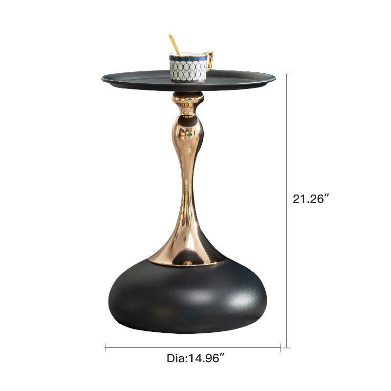 Modern luxurious Black Round Side end Table with Carbon Steel - BBTJOINT