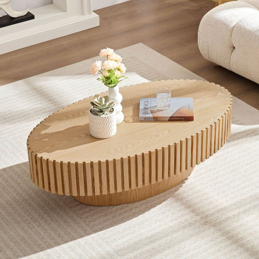 Modern oval - shaped egg wood Coffee Table light brown - BBTJOINT