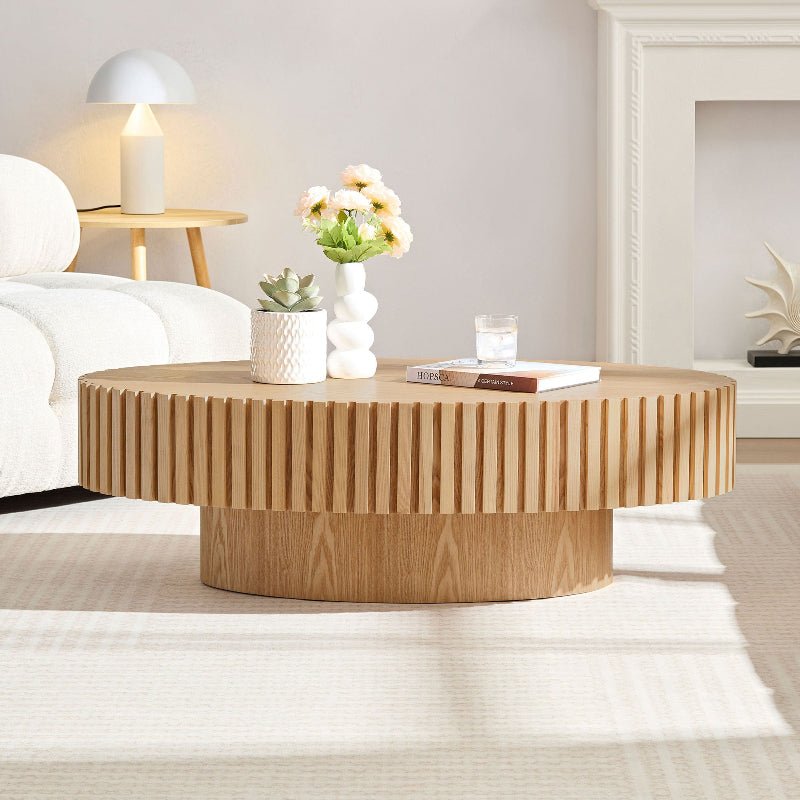 Modern oval - shaped egg wood Coffee Table light brown - BBTJOINT