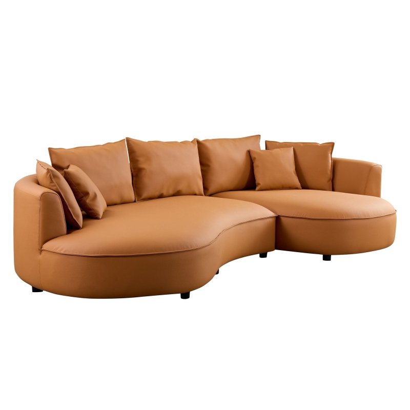 Modern Sectional crescent Couch round curved boned leather Sofa - BBTJOINT