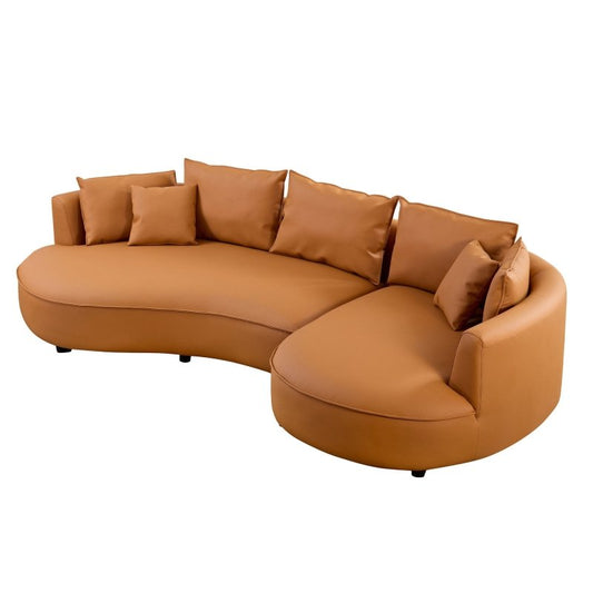 Modern Sectional crescent Couch round curved boned leather Sofa - BBTJOINT