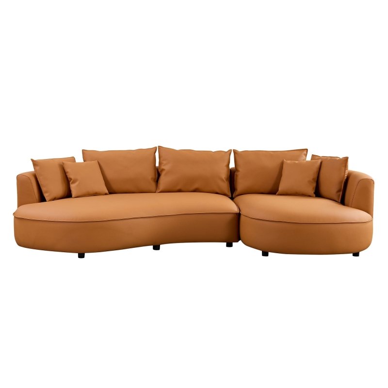Modern Sectional crescent Couch round curved boned leather Sofa - BBTJOINT