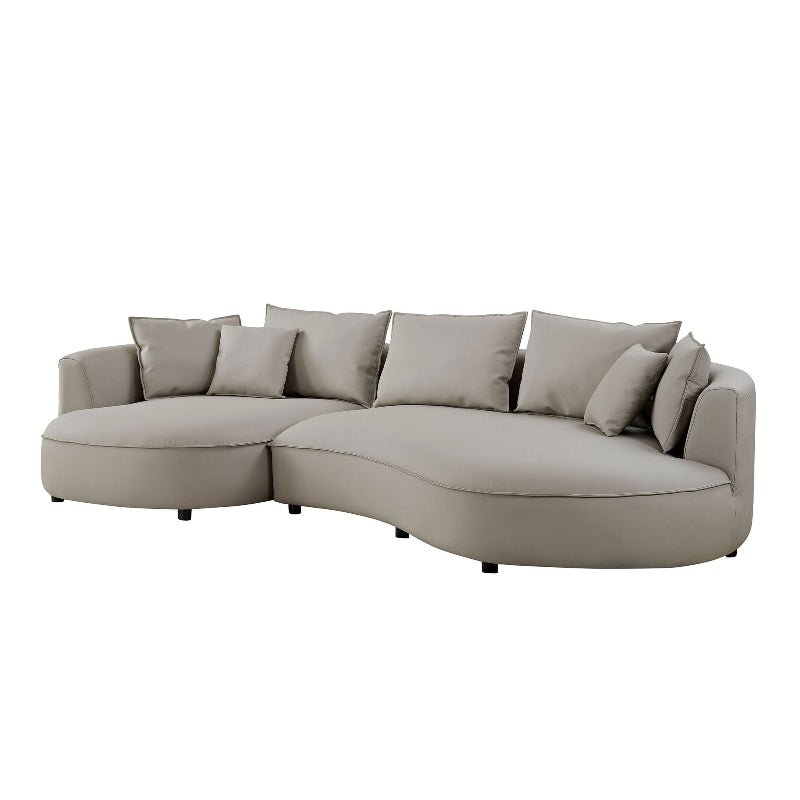 Modern Sectional curved L - shape Sofa faux leather Couch gray - BBTJOINT