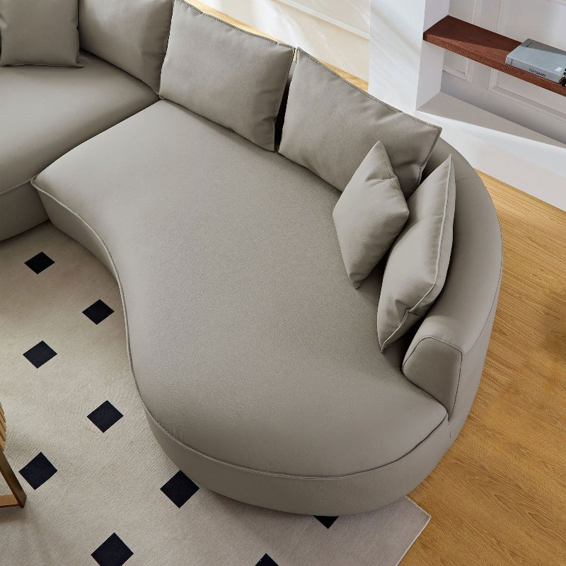 Modern Sectional curved L - shape Sofa faux leather Couch gray - BBTJOINT