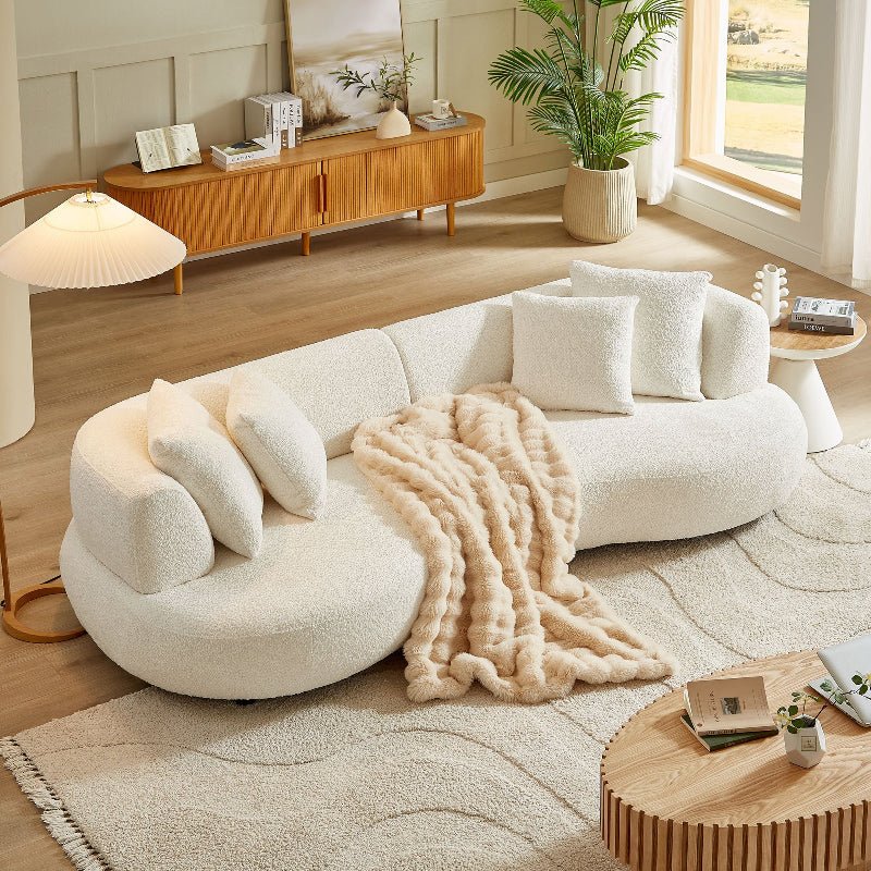 Modern Sectional pet - friendly Curved shape Sofa Couch boucle fabric off - white - BBTJOINT